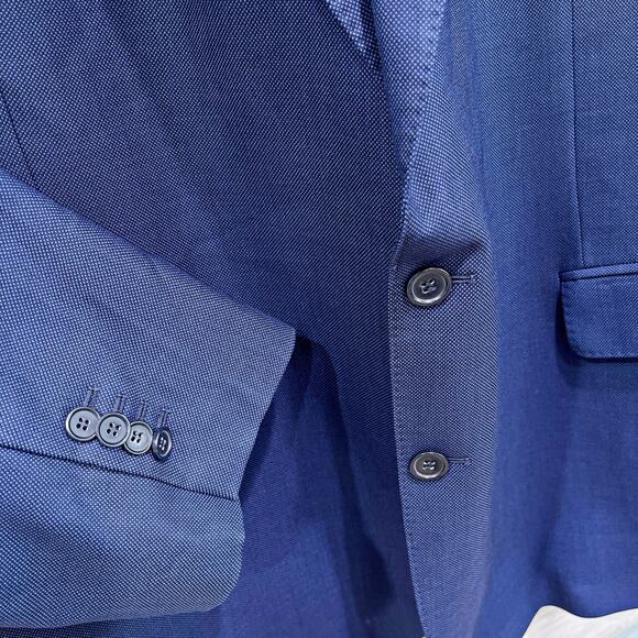 Hardy Minnis Savile Row Wool Birdseye Sport Coat Blue Ticket Pocket Mens 59R - Picture 3 of 10